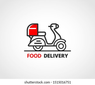 Food Delivery Motorbike. Quick online restaurant delivery service. Modern vector illustration.