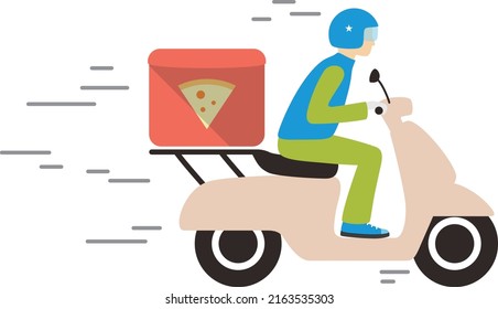 Food delivery with motorcycle flat design vector illustration