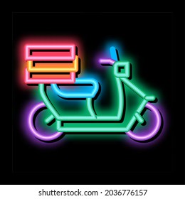 food delivery motorcycle neon light sign vector. Glowing bright icon food delivery motorcycle sign. transparent symbol illustration