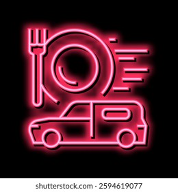 food delivery neon light sign vector. food delivery illustration