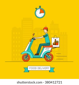 Food Delivery On Scooter.