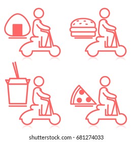 Food Delivery on Scooter Icons