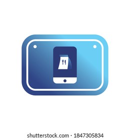 food delivery on smartphone in road sign gradient style icon design, Safe delivery quarantine logistics and transportation theme Vector illustration