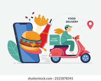 Food delivery online concept vector