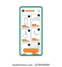 Food Delivery Order with Smartphone Application Screen Vector Illustration