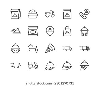 food delivery outline icon collection. Thin line simple elements for web and app. Premium pack