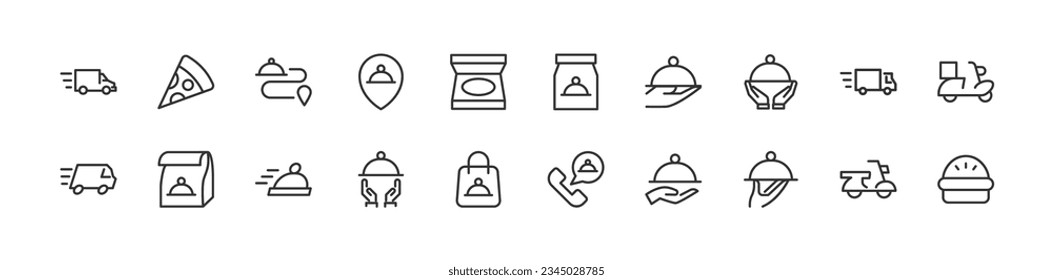 food delivery outline icon collection. Thin line simple elements for web and app. Premium pack