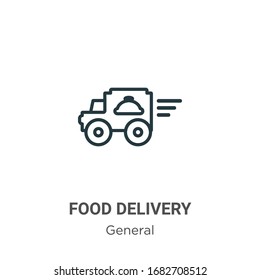 Food delivery outline vector icon. Thin line black food delivery icon, flat vector simple element illustration from editable general concept isolated stroke on white background