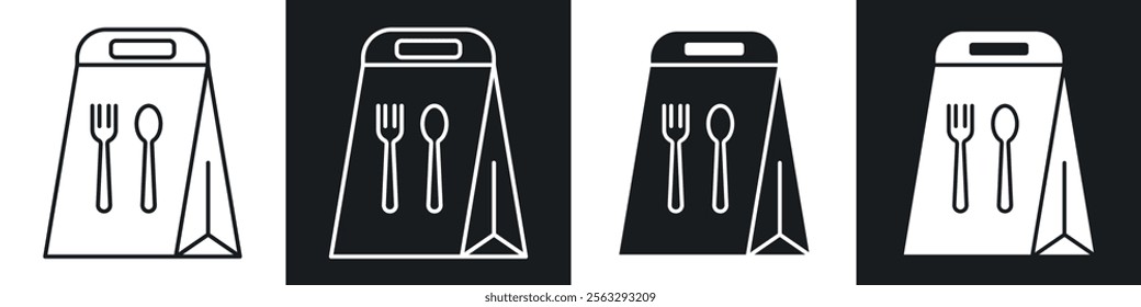 Food delivery paper bag icon pack for app and website ui designs.