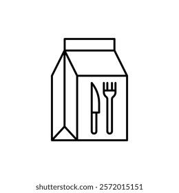 Food delivery paper bag icon in liner stroke style