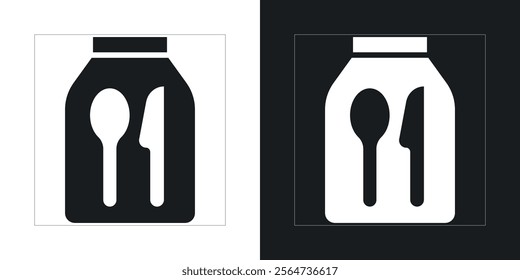 Food delivery paper bag icons in flat syle