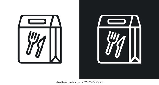 Food delivery paper bag icons set vectors on white background.