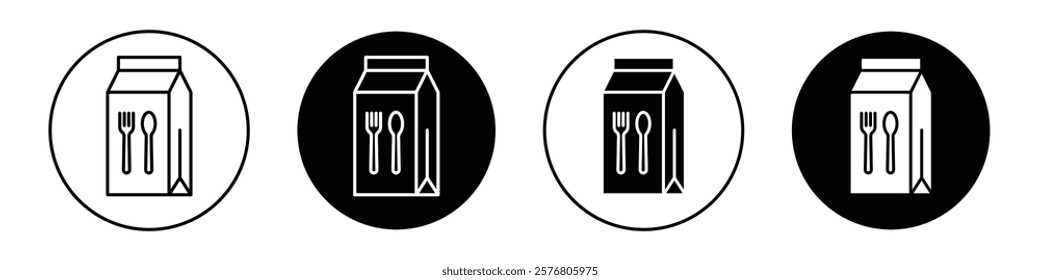 Food delivery paper bag icons vector pack for web designs