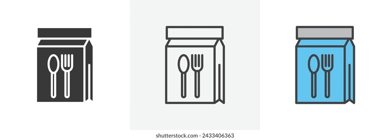 Food Delivery Paper Bag Isolated Line Icon Style Design. Simple Vector Illustration