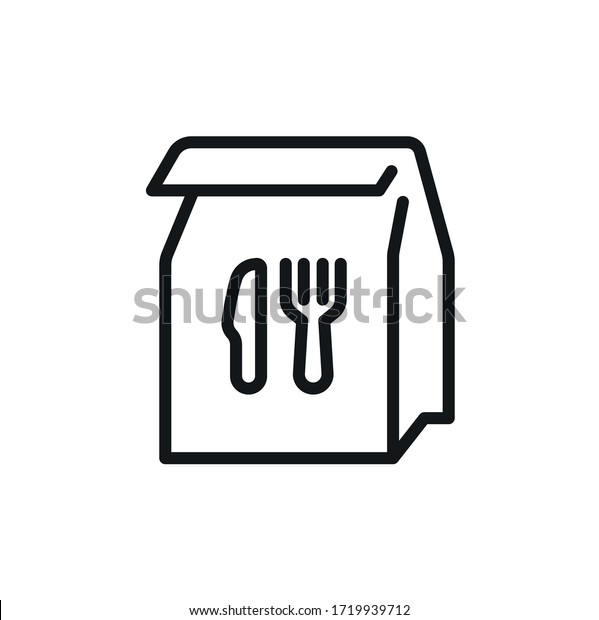 Food delivery paper bag outline icon, linear sign\
for fast food - vector