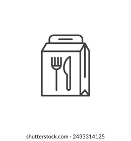 Food Delivery Paper Bag Vector Line Icon illustration.