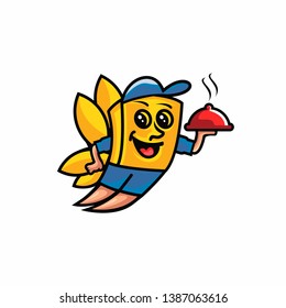 food delivery person logo template