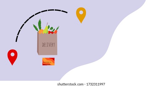 Food delivery. From point to point. Home delivery of products.