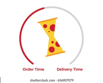 Food Delivery Progress. Order to Delivery Time. Pizza Sand Timer Vector Illustration. EPS10