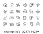Food delivery related icon set. Online food app symbol - Editable stroke, Pixel perfect at 64x64