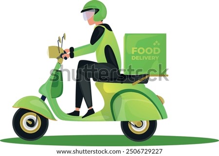 Food Delivery Rider Vector EPS Flat Design Illustration for Logistics and App Marketing