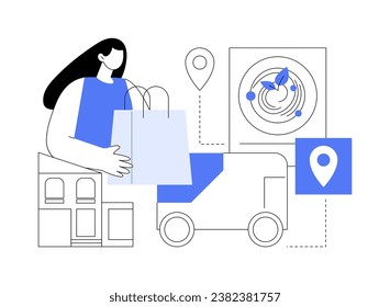 Food delivery robot isolated cartoon vector illustrations. Woman taking food from delivery robot, modern technology, service sector innovation, digital autonomous courier vector cartoon.