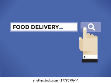 Food delivery searching / ordering online. Concepts: fast food industry, restaurants chains, menu, junk meal (pizza, snacks, fried chicken, potatoes, burgers, coffee) Internet services, hunger, Google