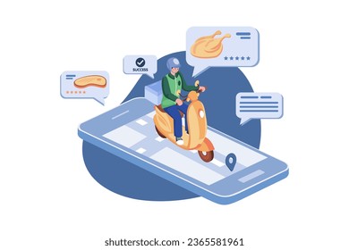Food Delivery Service By Scooter With A Courier