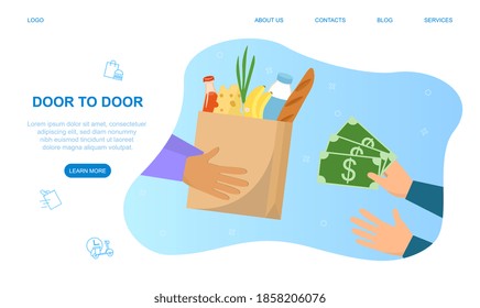 Food delivery service concept. An easy and convenient way to track your gastronomic order online. Web page, website, landing page template