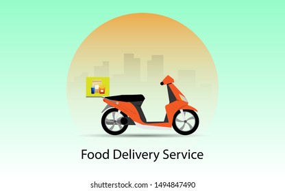 Food delivery service concept illustration in modern fllat style design, can use for advertising, banner. food order online, food delivery business, delivery web page. vector illustration