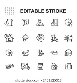 Food delivery service icons set.