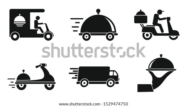 Food Delivery Service Icons Set Simple Stock Vector Royalty Free