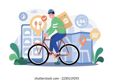 Food Delivery Service, Male Courier With Large Backpack