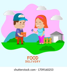 Food delivery service, A man to send food to people living at home by online order