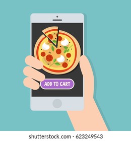 Food delivery service. Mobile application / flat editable vector illustration, clip art