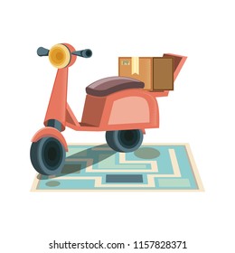 food delivery service with motorcycle icon vector ilustration