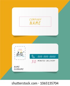 Food delivery service name card vector and simple logo design. Food business.