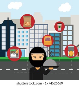 Food Delivery service for packaging food vector