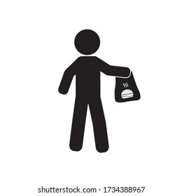 Food Delivery Service, Person Giving A Food Package Vector Icon