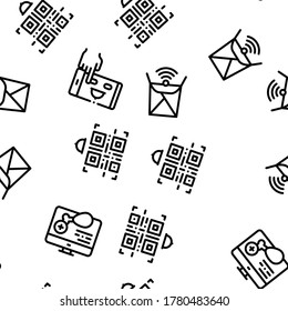 Food Delivery Service Seamless Pattern Vector Thin Line. Illustrations