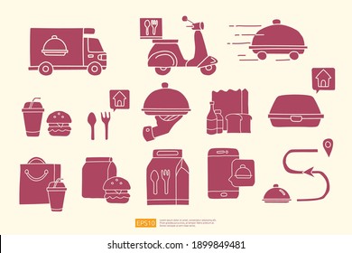 food delivery service silhouette doodle style icon vector illustration