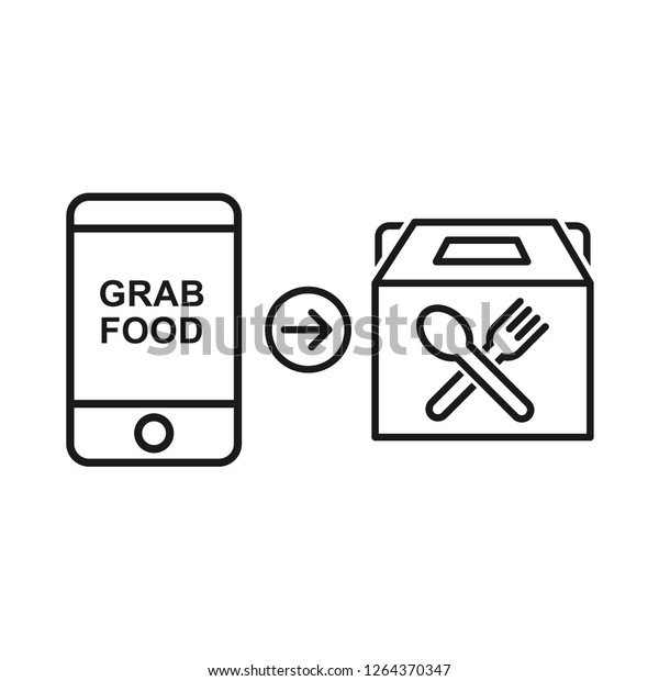 Food Delivery Simple Line Icon Isolate Stock Vector Royalty Free