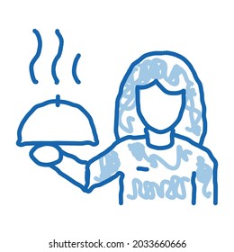 Food Delivery sketch icon vector. Hand drawn blue doodle line art Food Delivery sign. isolated symbol illustration