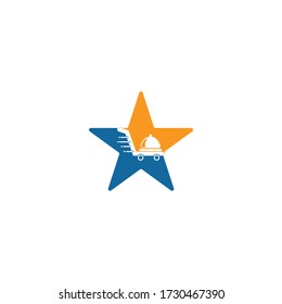Food delivery star shape concept logo design. Fast delivery service sign. Delivery logo online food ordering restaurant.	