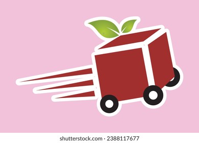 Diseño del logotipo de la etiqueta adhesiva de entrega de alimentos. Señal de sticker del servicio de entrega rápida. Vector de entrega de alimentos, logotipo de entrega.