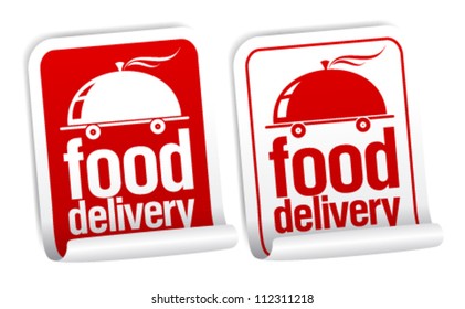 Food Delivery Stickers Set.