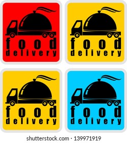 Food delivery stickers set.