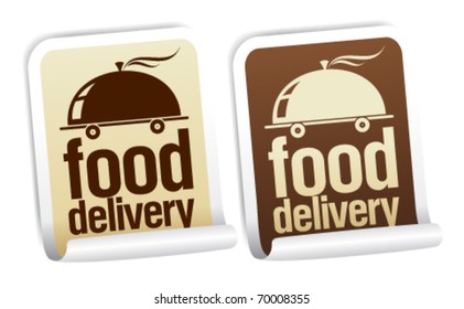 Food delivery stickers set.