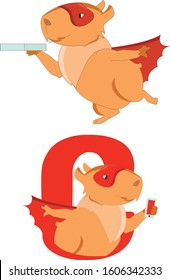 Food delivery superhero. Capybara superhero. Logo superhero.