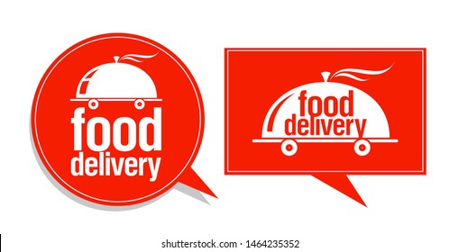 Food delivery symbols, signs or logos set